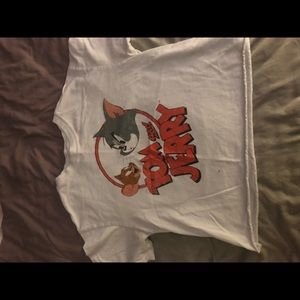 A Tom and Jerry Graphic Cropped Tee